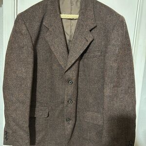 Mens Vintage 7 Collection 100% Wool Blazer Sports Coat 42R Brown Made In Ukraine